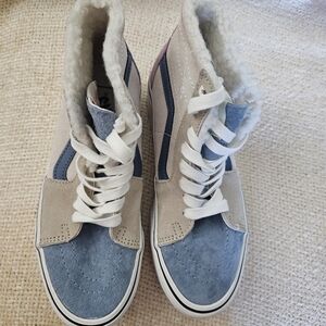 Vans Women's High-Top Sneakers - Blue and Tan